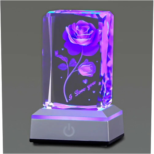 hochance 3D ButterflyRose Crystal Multicolor Nightlight - I Love You Decolamp - Perfect Valentines Day Gift Ideas for Her My Girlfriend Wife Mom - Unique Anniversary Birthday Presents