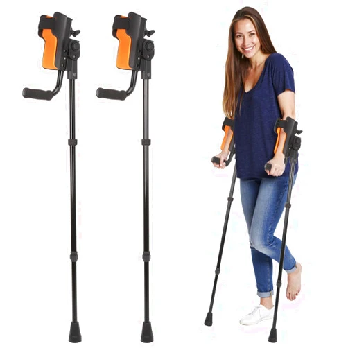 Dyna-Living Forearm Crutches for Adults - 3 Adjustable Angles Folding Forearm Crutches, Lightweight Aluminum Crutches with Adjustable Elbow Elastic Band, Perfect for Post-Surgery & Long Term Use