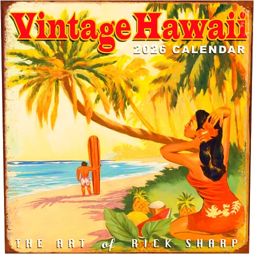 Pacifica Island Art Deluxe Wall Calendar 2026 Vintage Hawaii - Vintage Art of Rick Sharp - 2026 Wall Calendar 12 Month by Pacifica Island Art