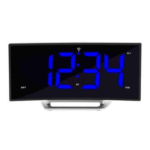 La Crosse Technology Curved Blue LED Atomic Dual Alarm Clock, 1.8 Inch (617-249)