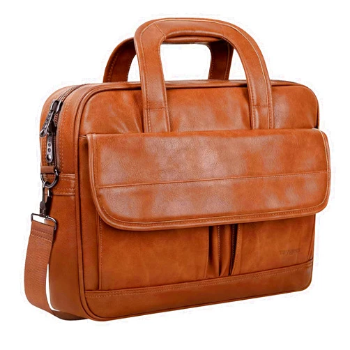 Taygeer Leather Laptop Bag for Men Women, Premium Laptop Briefcase Fits Up to 15.6 Inch Notebook, Waterproof Premium Portable Shoulder Messenger Crossbody Bag Carry On Case for Travel Business Office, Brown