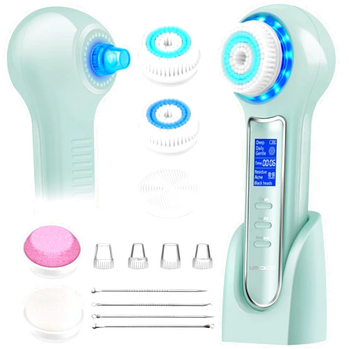 Umickoo Face Scrubber Exfoliator,Facial Cleansing Brush Waterproof with LCD Screen,Blackhead Remover Vacuum with 5 Brush Heads,Face Spin Brush for Exfoliating, Massaging and Deep Pore Cleansing