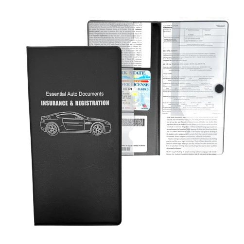 Augeny Car Registration and Insurance Holder, Essential Auto Card Document Glove Box Organizer with Closure, Premium Vehicle Interior Accessories(Large Car,Black)
