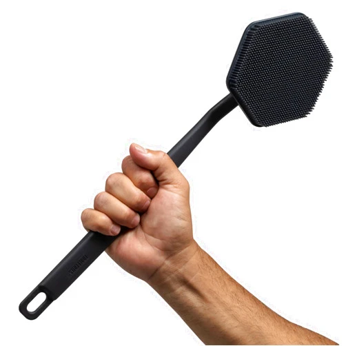 Tooletries - Silicone Back Scrubber - Exfoliating Shower Brush, Back Washer for Men, Durable Back Brush with Long Handle - Long Lasting Bath & Shower Accessories - Charcoal