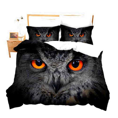 Feelyou Boys Youth Duvet Cover Set Queen for Kids Teens Owl Bedding Set 3D Safari Wildlife Comforter Cover Bird Animal Bedspread Cover Personalized Nighthawk Quilt Cover Decor Bed Cover