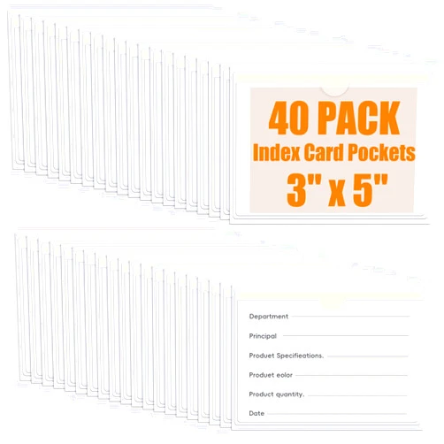 GIFOHAPY 40 PCS Index Card Pockets, Self Adhesive Card Pockets 3