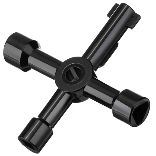 WILLBOND 4-Way Multi-functional Utilities Key Stopcock Key for Electric Water Gas Meter Box Cupboard Cabinet Opening Key (Black)