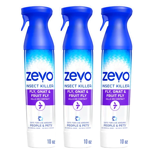 Zevo Flying Insect Killer Spray - Bug Spray for Home Use - Versatile Gnat, Mosquito, Fruit Fly Killer & More - with Rosemary & Cornmint Oil - for Indoor & Outdoor Use (3 Bottles)