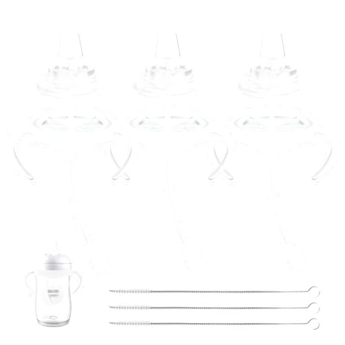 XUNICUTE Sippy Cup Soft Conversion Kit for Philips Avent Natural Baby Bottle, Toddler Transition Kit with Silicone Sippy Spout Nipple, Weighted Straw, Bottle Handle, Cleaning Brush, 3-Pack