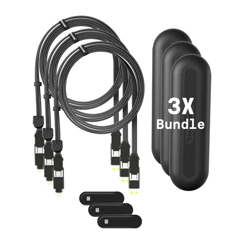 Rolling Square New inCharge XL 6-in-1, (3X Pack) Multi Charging Cable 100W Ultra-Fast Charging, Portable USB and USB-C Cable, 6.5 Ft/2m, Black
