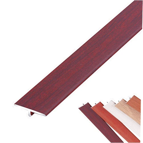 LPRR Floor Transition Strip Aluminum Alloy Wood Grain T-bar, Abrasion-Resistant Black Walnut Transition Profile Flooring Cover Strips, Floor Edging Trim Strip (Color : Santal Rouge, Size : 35.4inch)
