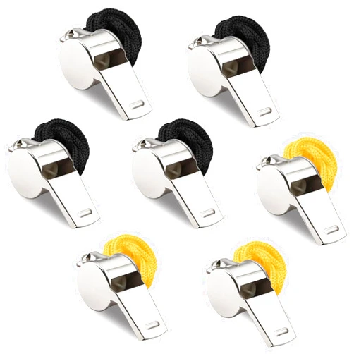 SANNIX 7 Pack Whistles, Coaches Whistles with Lanyard Sports Whistle Loud Crisp Sound Whistles for Referees Training Gyms Emergency