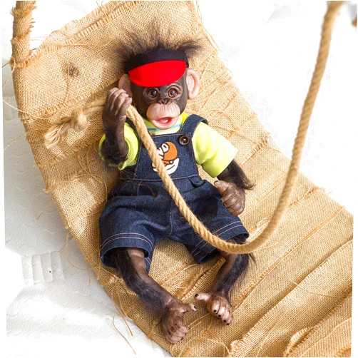 iCradle 18 Inch Realistic Orangutan Reborn Monkey Dolls Baby Girl Soft Silicone Vinyl Cloth Body Real Hair Apes Babies Nature Detailed Painting Premmie Size Collectible Art (Yellow)