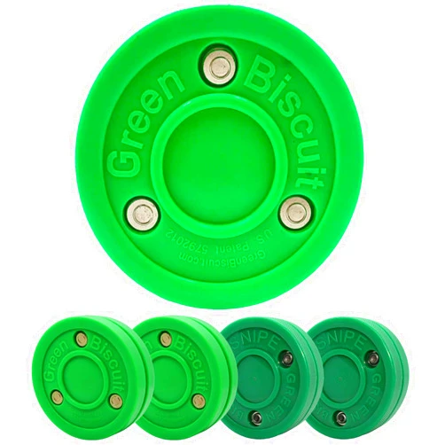 Green Biscuit 4 Pack| 2 Passers and 2 Shooters |Off-Ice Shooting, Stickhandling and Passing Pucks