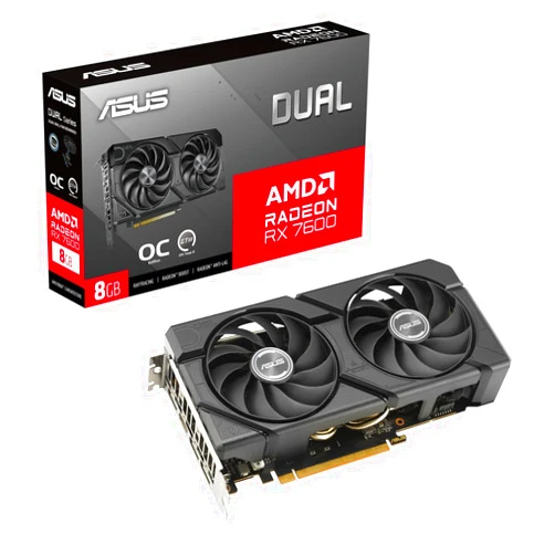 ASUS Dual Radeon RX 7600 EVO OC Edition 8GB GDDR6 Gaming Graphics Card (AMD Radeon RX7600, PCIe 4.0, 1x HDMI 2.1, 3X DisplayPort 1.4a, DUAL-RX7600-O8G-EVO)