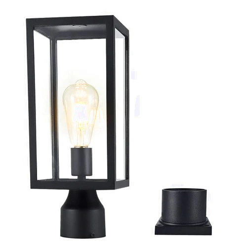 Windben Outdoor Post Light,Lamp Post Light Fixture,Post Lantern with Pier Mount Base,Matte Black