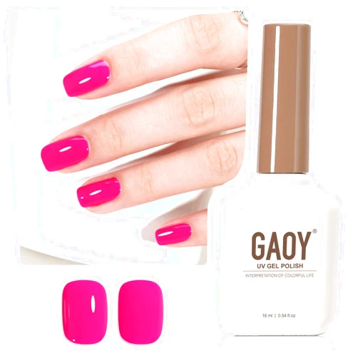 GAOY Hot Pink Gel Nail Polish, 16ml Soak Off UV Light Cure Gel Polish for Nail Art DIY Manicure at Home, Color 1527