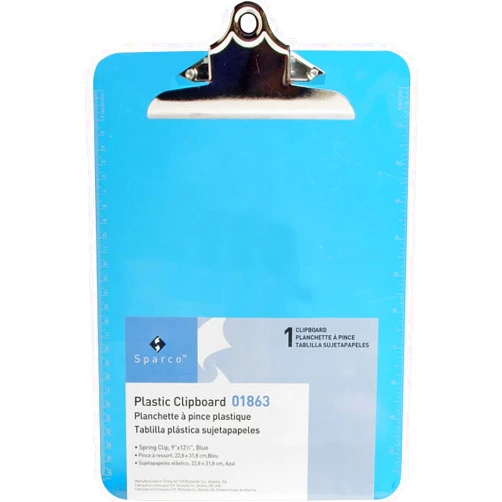 Sparco Products 01863 Clipboard, Plastic, 9-Inch x12-Inch , Blue