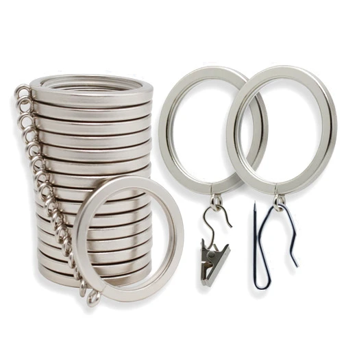 BlastHome® Luxury Curtain Rings – Premium Metal with Quiet, Smooth Nylon Inserts – Pinhooks and Clips Included – 1 1/2