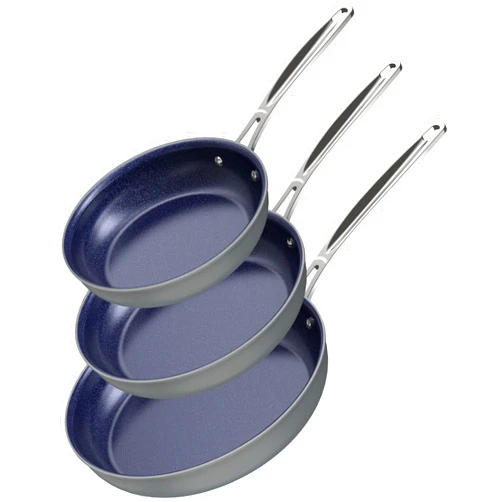 Nuwave 3-Piece 8”, 10”, 12” Forged Lightweight Frying Pan Set, G10 Healthy Duralon Blue Ceramic Ultra Non-Stick, Ergonomic Stay-Cool Handles, Induction-Ready & Works on All Cooktops