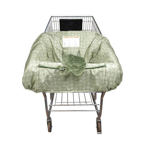 Boppy Shopping Cart Cover & High Chair Cover, Happy Green Leaf, Cart Cover for Babies with Soft 360-Degree Coverage, SlideLine Toy Tether with Crinkle Leaf Toy Included, 6mo+