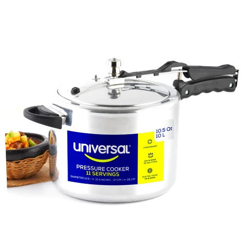 Universal 10.5 Quart / 10 Liter Pressure Cooker, 11 Servings, Pressure Canner With Multiple Safety Systems and Heat Resistant Handles For Can, Soup, Meat, Beans