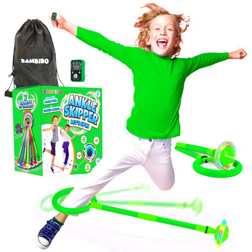 Bambibo Skip It with Counter for Kids - Longer Foam Padding | Skip It Toy with Mesh Bag for Storage | Ankle Skip Ball for Kids | Foldable Colorful Flash Wheel | 5 6 7 8 9 Year Old Girl Gifts