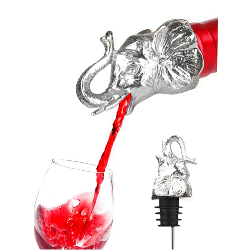 Sodknow Wine Pourer for Wine Bottles, Stainless Steel Animal Bar Liquor Bottle Pourer Liquor Pour Spout for Liquor Bottles, Speed Pourer Wine Areator Spout Bottle Pourer for Alcohol (Elephant)