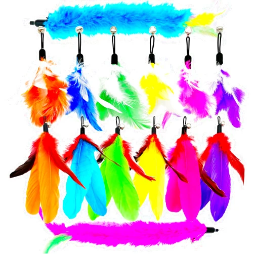 TIENAILING Cat Feather Toys Refills Cat Wand Replacement Feathers, 14 PCS Feathers Cat Toy Refills, Cat Toys Feathers for Cat Wand