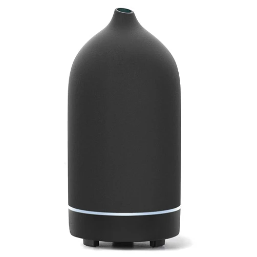 ENILYM Essential Oil Diffuser,Handcrafted Ceramic Diffuser for Home,Ultrasonic Cool Mist Air Diffuser, 9 Colors Night Light with Timer (Black)