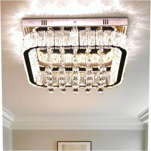 YPQXYHDA Modern Crystal Chandeliers Rectangular Raindrop Chandelier Luxury Rectangle Flush Mount Ceiling Light Fixture for Dining Living Room Kitchen Island