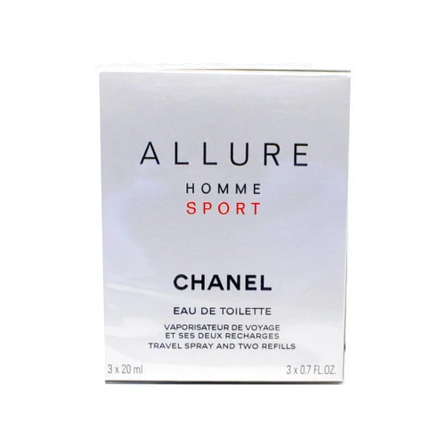 CHANEL Allure Homme Sport Eau De Toilette Travel Spray (With Two Refills) - 3x20ml/0.7oz, clear, fresh Natural, 2.1 Fl Oz