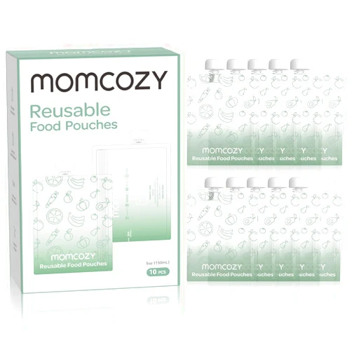 Momcozy Reusable Baby Food Pouches for Toddlers,BPA Free Plastic,Food Safe,Freezer Safe,Refillable for Applesauce Yogurt & Puree Squeeze Pouch,10 Packs,5oz