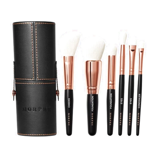 Morphe Rose Away Makeup Brushes - 6 Piece Make Up Brush Set of Eye and Face Brushes - Made with Synthetic Bristles and Includes Makeup Brush Case (6 Count)