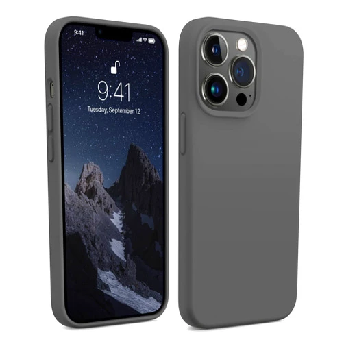 AOTESIER iPhone 13 Pro Max Phone Case, Liquld Silicone Case[Military Shockproof Protection] Anti-Scratch Soft Microfiber Lining Flexible Bumper Case for iPhone 13 Pro Max, 6.7 inch, Space Grey