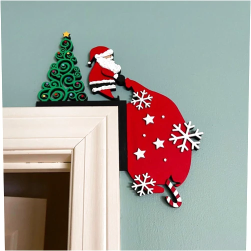 Ochine Christmas Door Topper Christmas Decorations, Funny Snowman Santa Claus Top Door Frame Corner Sign Decorations, Windows Walls DIY Craft for Christmas Ornaments Holiday Party Home Decor