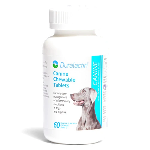 Johnsons Veterinary Products PRN Pharmacal Duralactin Canine Chewable Tablets - Joint Health Supplement for Dogs & Puppies Supports Mobility & Wellness - Tablets Containing Dried Milk Protein - Vanilla Flavor - 60 Canine Chews