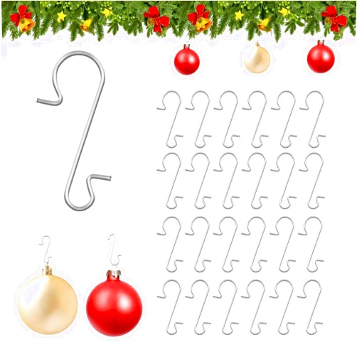 Naler 120PCS Ornament Hooks, Christmas Ornament Hangers Stainless Steel S-Shaped Hangers for Christmas Decoration Christmas Tree Decoration New Year Party