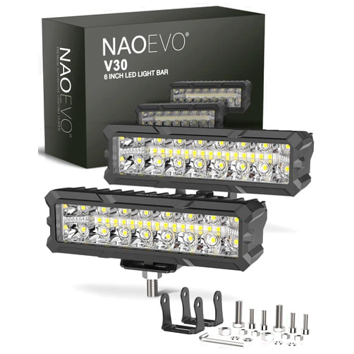 NAOEVO 6 inch Led Light Bar, 50W 4000LM Led Driving Lights, Spot & Flood Combo Light, Led Fog Lights - Led Offroad Lights for Trucks/Cars/Boat/ATV/UTV, 2 Pcs (White)
