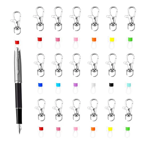 PKRFCJ 20Pcs Pen Holder for Lanyard, Mini Retractable Pen Holder with 20 Silicone Rings for Nurse Badge Lanyards, Essential Nurse Teacher Accessories for Daily Use