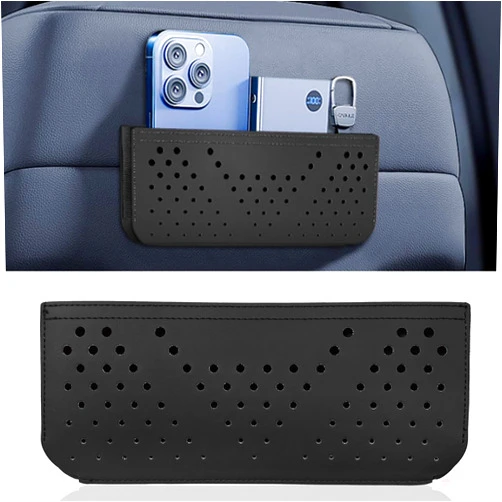 LHDOS Car Seat Side Pocket Organizer, Multifunctional Mini Console Storage Bag for Phone, Keys, Sunglass, Wallet, PU Leather Tray Pouch Car Organizer Accessories for Seat, Door, Window, Console (Black)