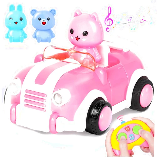Wrystte Remote Control Car for Girls,Toys for 2 3 4 5 6 7 Year Old Girls,Toy Cars for Girls Age 3+,Fast My First Mini RC Car for Kids with Light & Music Christmas Birthday Gifts for Toddler Girls Pink