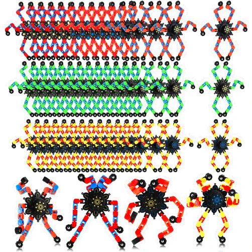 Jerify 40 Pack Funny Sensory Fidget Toy Transformable Chain Robot Finger Toy DIY Deformation Robot Mechanical Spinners Stress Relief Autistic Gifts for Adult Teen Prize Stuffer Party Favor (Classic)