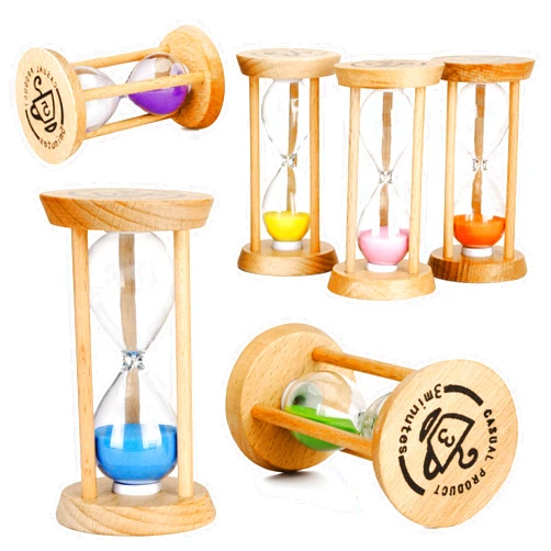 PROLOSO 6PCS Wood Frame Sand Timer Set 30sec/1/2/3/5/10mins Multicolor Hourglass Sandglass Clock Watch