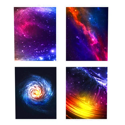 BLUE RED CYAN Galaxy and Space Canvas Wall Art - Colorful Starry Pictures for Living Room/Blue Starlight Nebula Nursery Decor Artwork/Office Painting Wall Decorations 4 Pieces 8x10 Inches Unframed