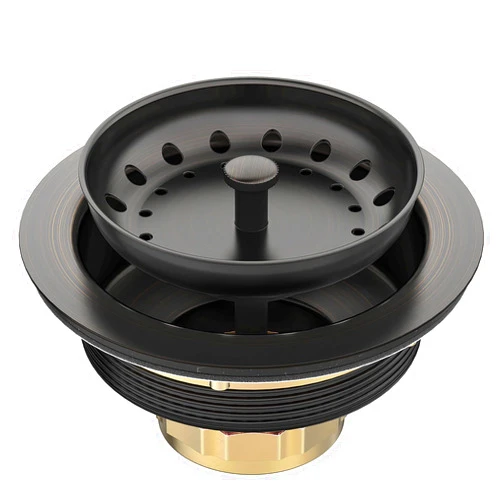 BOTEMY Stainless Steel Bronze Sink Drain Strainer Kit 3-1/4 inch Kitchen Drain Assembly with Metal Center Knob Basket Stopper Replacement for Standard Kitchen Sinks, Oil Rubbed Bronze