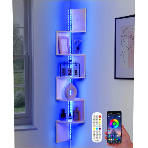 Outink 5 Tiers Corner Shelf with RGB LED Lights, 49.2