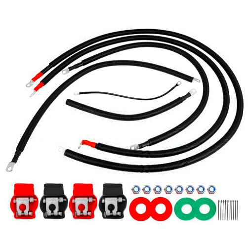 VIVEMCE 2298-90 Heavy-Duty​Custom Battery Cables kit Replacement Fit for Ford Superduty F250 F350 Excursion 2003-2007 6.0L Power Stroke Diesel Engine 2/0 Wire with 90 Degree Bend Atstarter