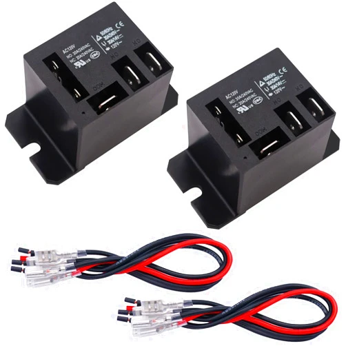 Tnisesm 2PCS Power Relay AC120V Coil, 30A SPDT(1NO 1NC) 120 VAC with Flange Mounting and 10 Quick Connect Terminals Wires Mini Relay NT90-AC120V-10X