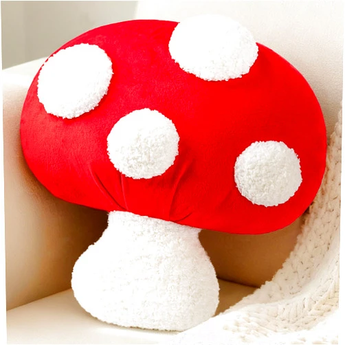 AELS 14 Inch Mushroom Pillow, Cute Polka Dot Plush Decorative Throw Pillow for Couch, Sofa, Bedroom, Nursery, Home Decor for Mushroom Lovers, Red